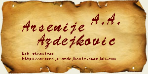 Arsenije Azdejković vizit kartica